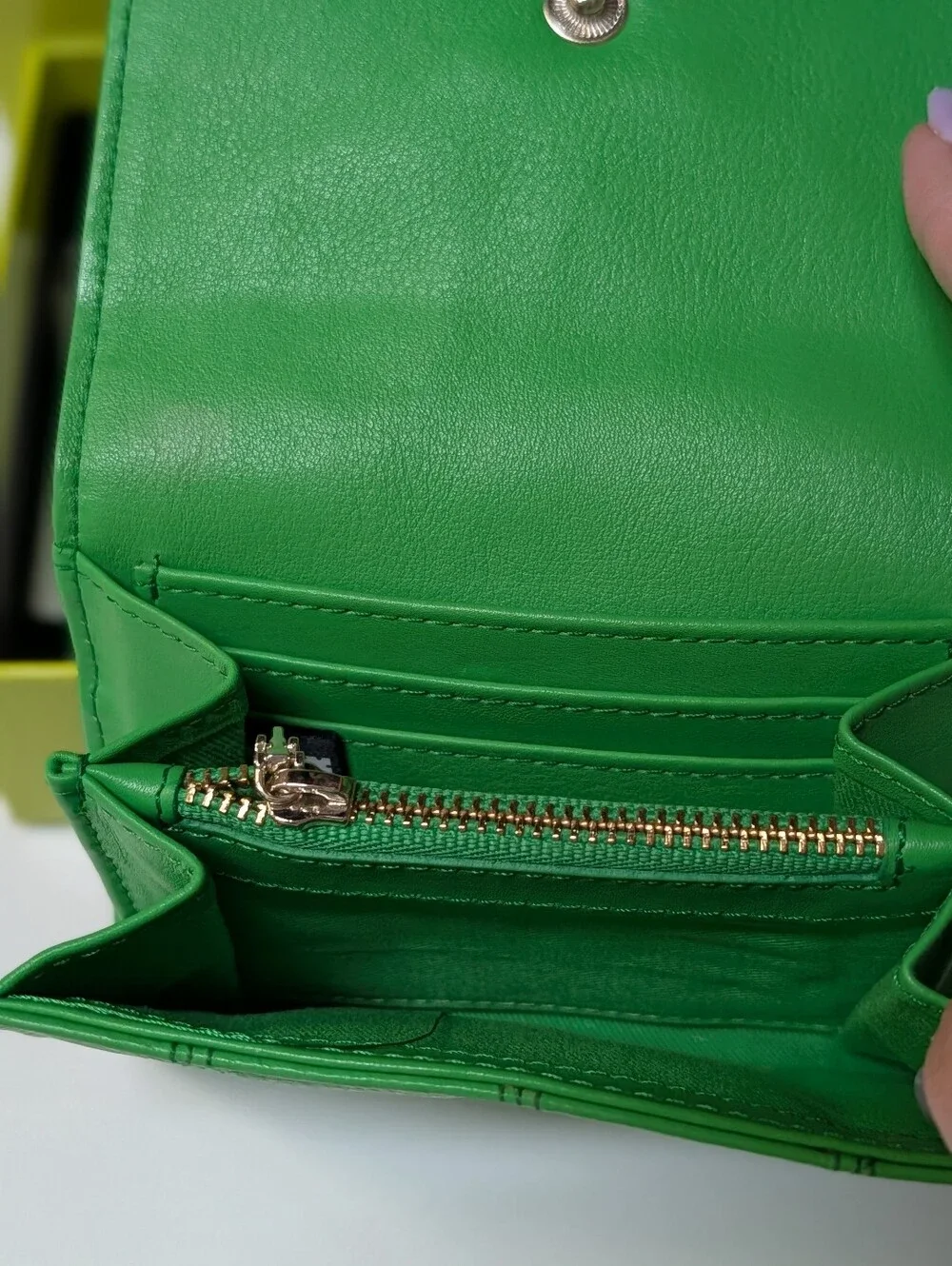 Ted Baker Bright Green Chevron-Detail Leather Wallet